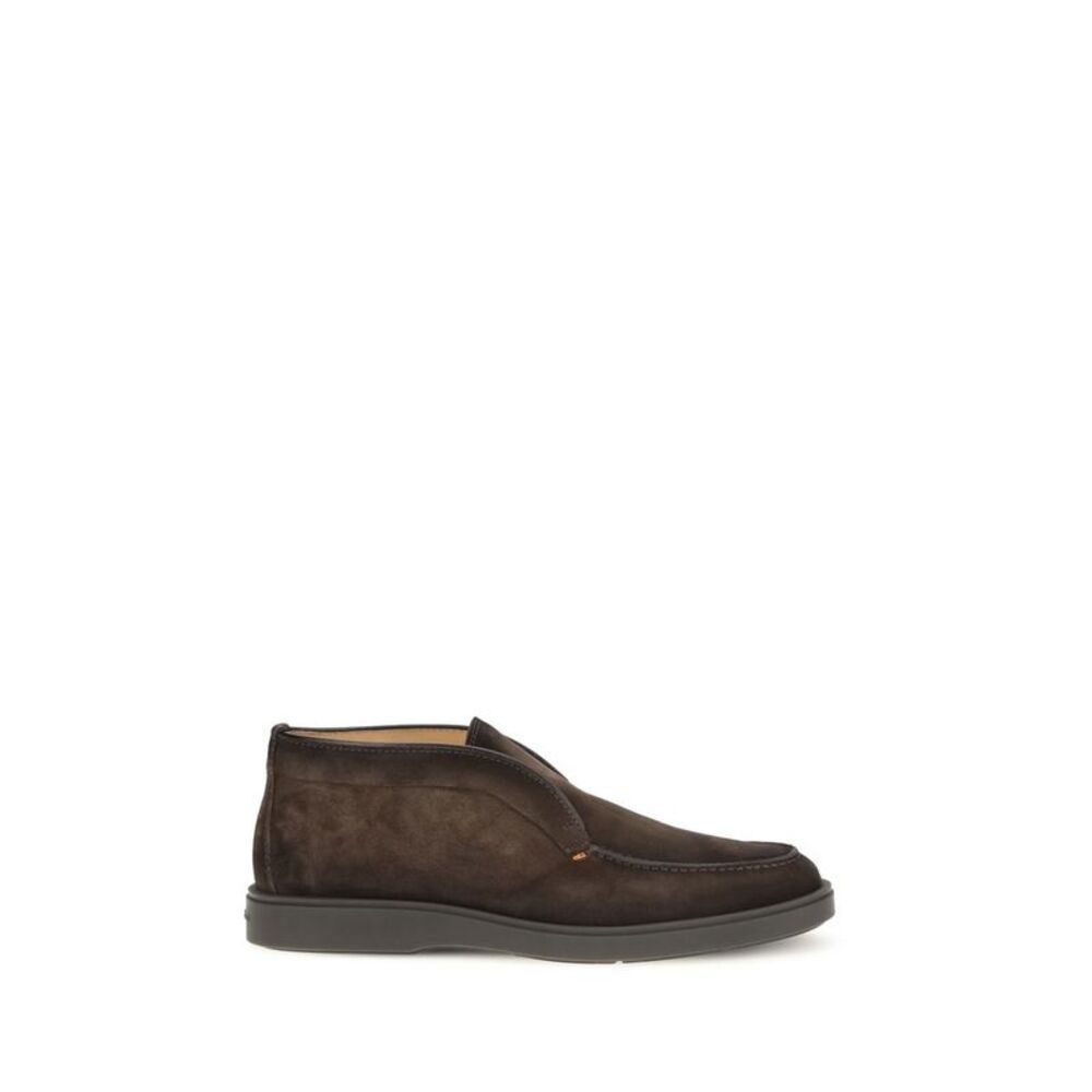 Santoni Brown Calf Leather Bos Taurus Ankle Men's Boots